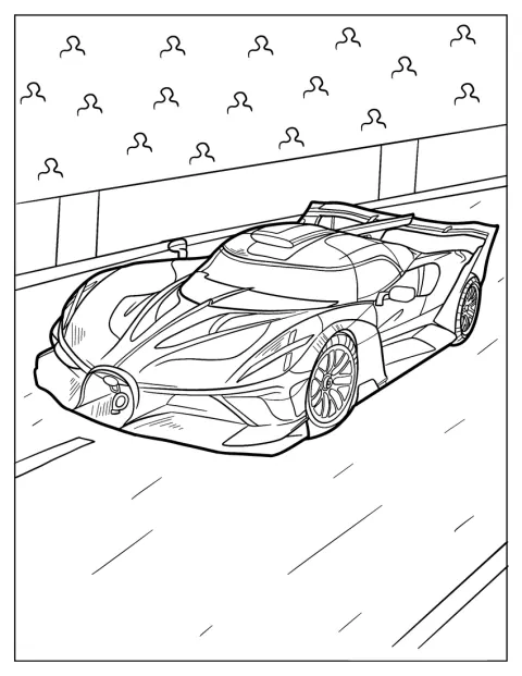 Bugatti Coloring Page Bolide On Race Track