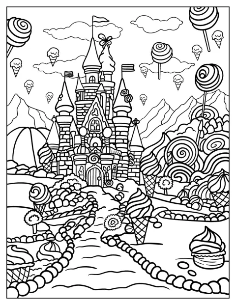 Et Candyland-slott svever mellom iskrem og kjærlighet på pinne.