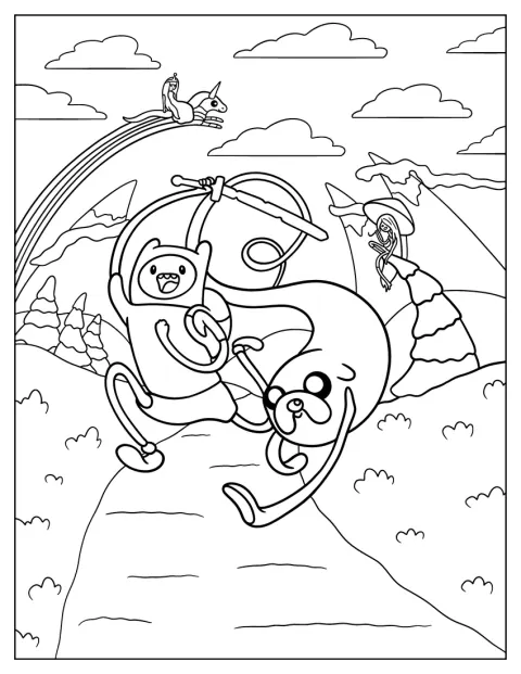 Finn, Jake, a Princesa Jujuba e Marceline aparecem juntos numa aventura.