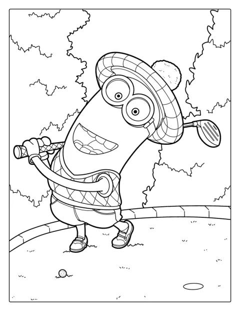 Minion Kevin speelt een potje golf.