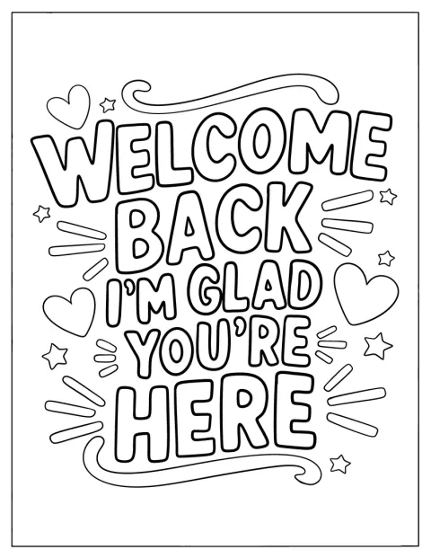 Un mesaj prietenos le urează copiilor bun venit și le spune că prezența lor contează.