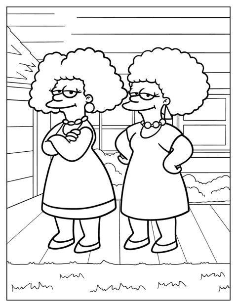 Patty a Selma Bouvierovy pózují vedle sebe.