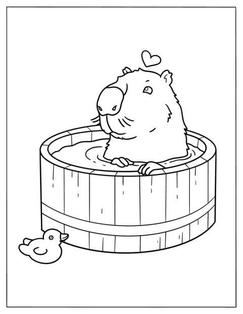 Uma capivara de aspeto realista toma banho na água.