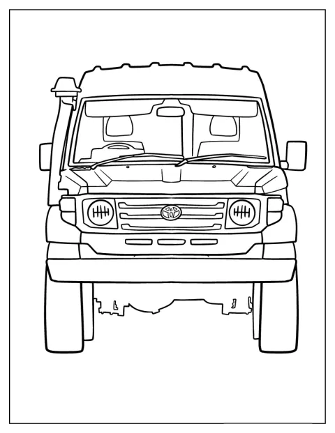 Un Toyota Land Cruiser est montré simplement de face.