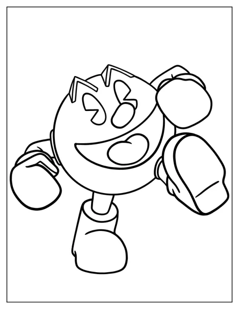 Pac-Man biegnie przed siebie z otwartymi ustami.