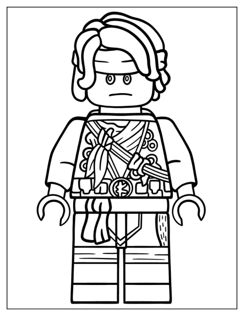 Lloyd se tient en costume de ninja.
