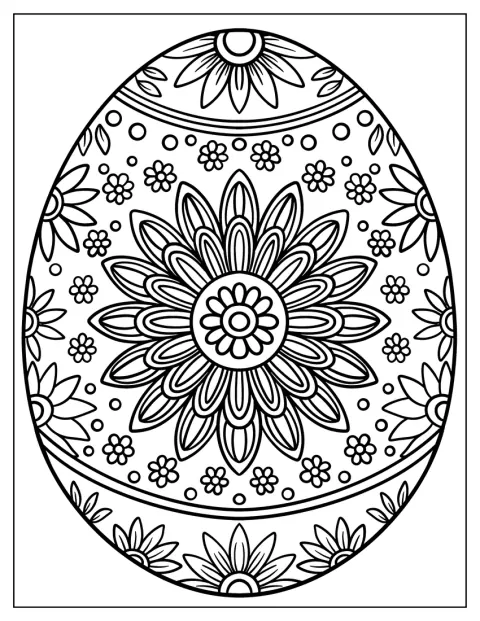 細かな花の模様が描かれたイースターエッグです。