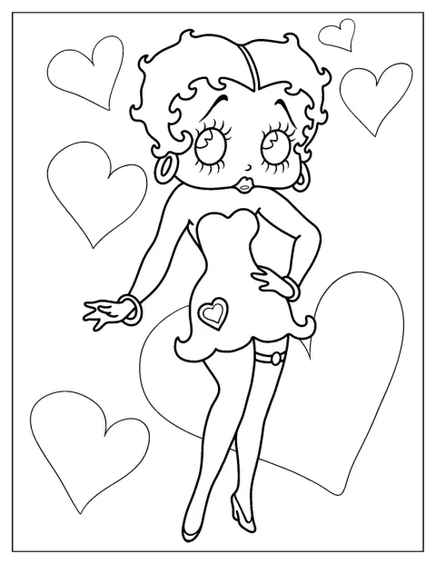 Betty Boop poserer iført en kort minikjole.