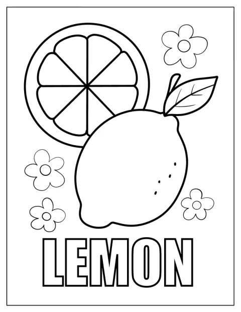 Un limón entero y una rodaja aparecen junto a flores y texto.
