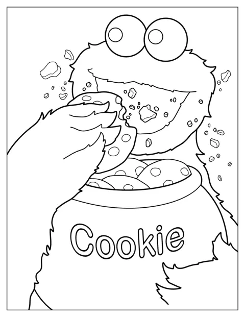 Macaron le glouton prend un biscuit dans un pot pour le manger.
