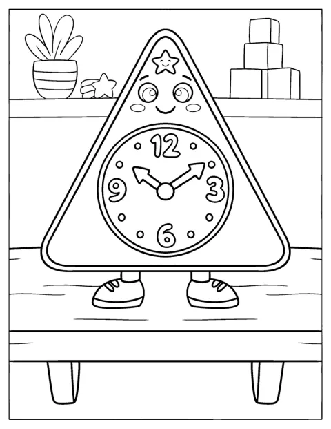 Triangle Shaped Clock Standing on a Table