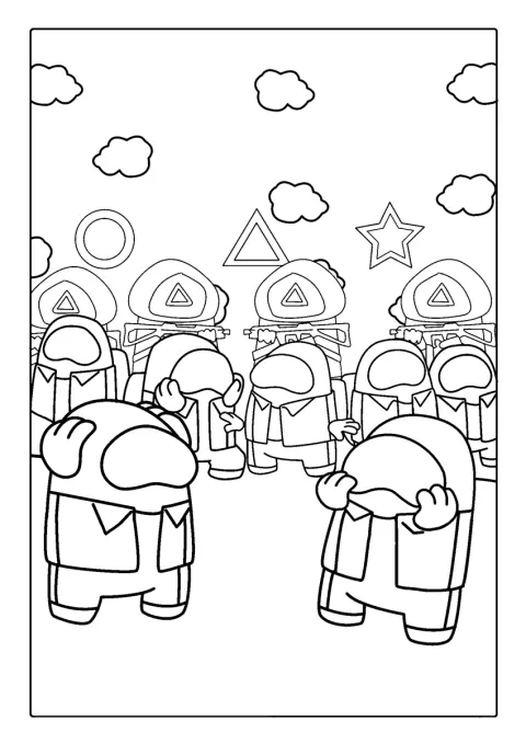 A imagem reúne referências visuais ao universo de Squid Game.