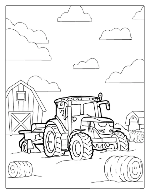 Un tractor John Deere ară pământul pe un câmp întins.