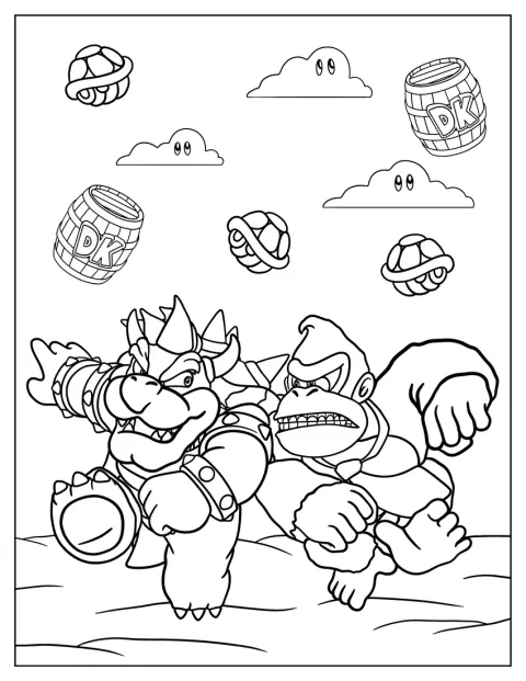 Donkey Kong stojí vedle Bowsera.