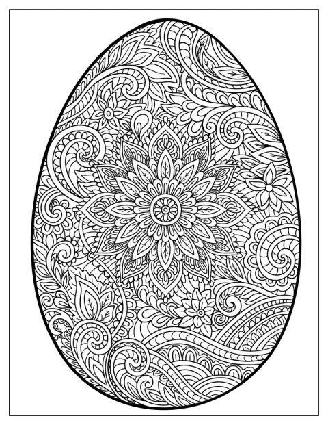細かな花の曼荼羅模様が、イースターエッグいっぱいに描かれています。
