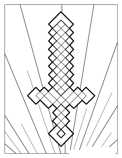Minecraft Diamond Sword Coloring Page
