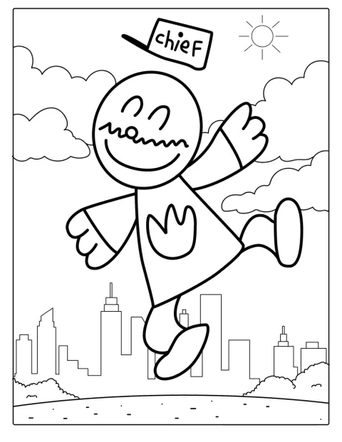 Chief staat afgebeeld als personage uit Dog Man.