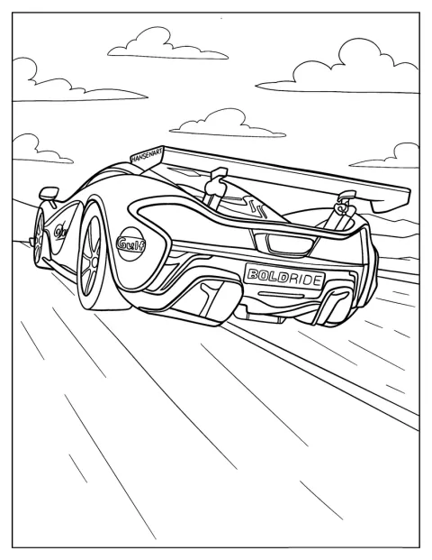 De gedetailleerde achterkant van een McLaren P1 GTR is zichtbaar.