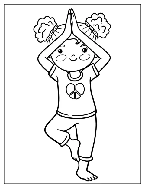 Une fille garde l’équilibre en posture de l’arbre.