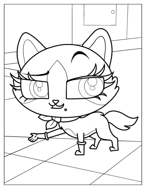 Felina Meow appare in un disegno semplice.