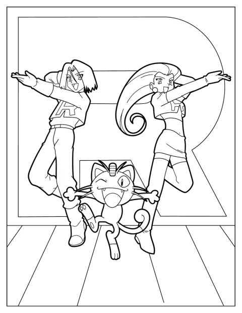 Jessie, James e Meowth posam juntos como membros da Equipa Rocket.
