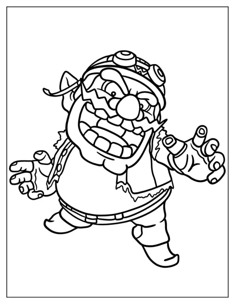 Wario pose seul, représenté en contour comme dans Super Smash Bros.