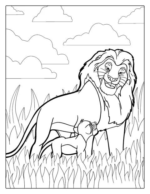 Mufasa And Simba Coloring Page