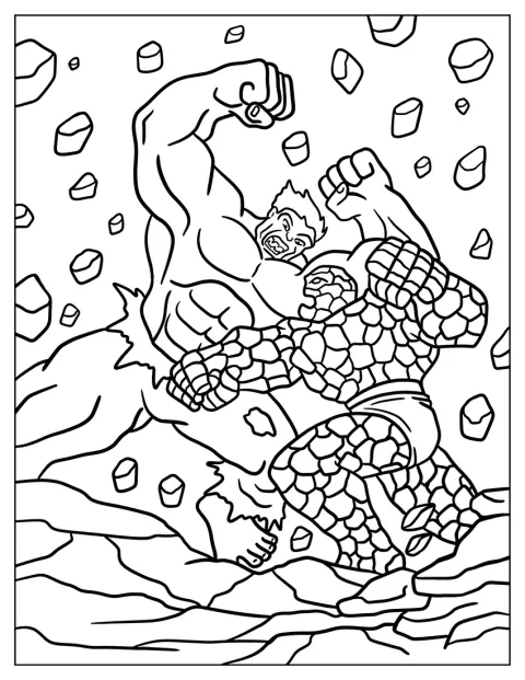 Hulk combatte contro la Cosa, Ben Grimm.