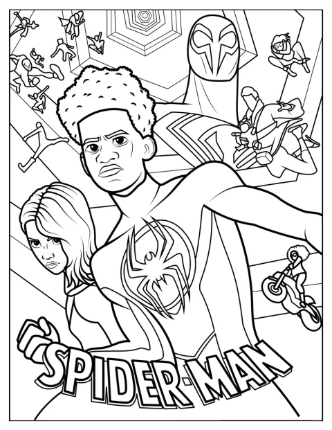 スパイダーマンが描かれ、別の世界へと広がる物語を感じさせます。