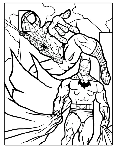 Batman Pókember mellett áll.