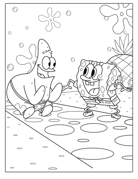 Patrick e SpongeBob ridono insieme.