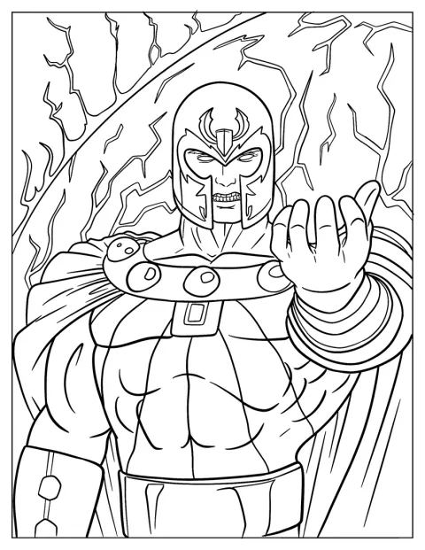 Magneto, l’air furieux, génère un champ de force.