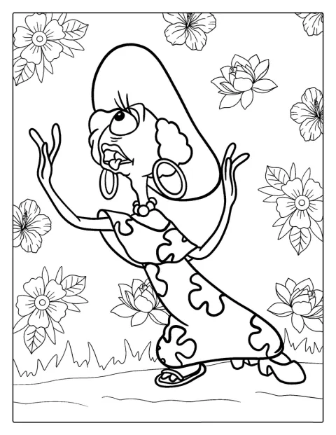 Pleakley porte une perruque et des vêtements de déguisement.