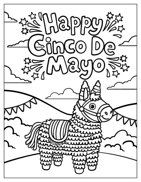 Un burro de piñata celebra el Cinco de Mayo.