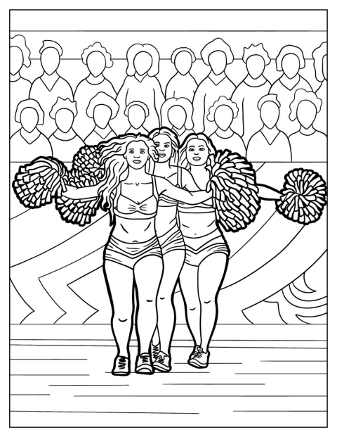 Le cheerleader si esibiscono a bordo campo durante una partita.