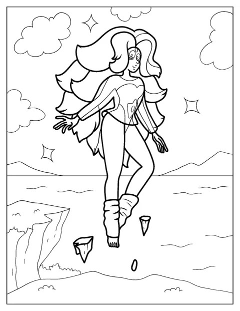 Rainbow Quartz schwebt über einer steilen Klippe.