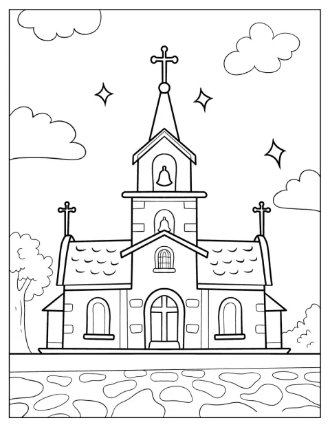 Des croix et des cloches ornent cette église au dessin épuré.