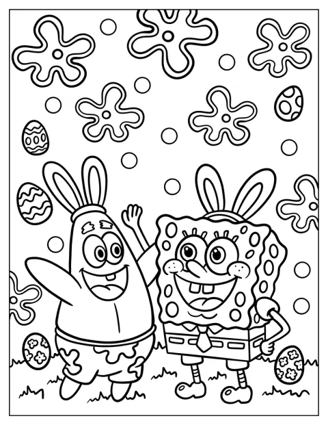 Svampbob och Patrik har kaninöron och firar påsk.