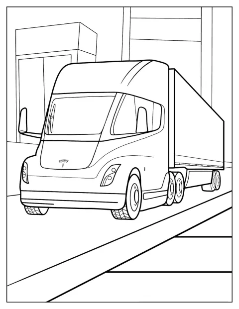 Un camión Tesla Semi aparece de perfil.
