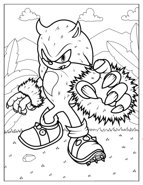 Sonic il Werehog assume una posa pronta a combattere.