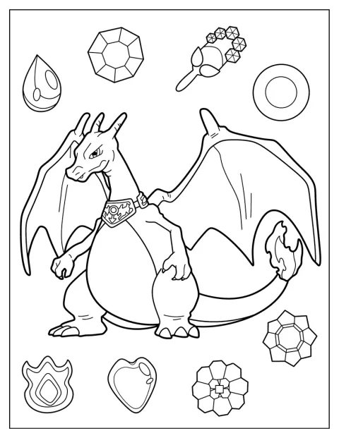 Charizard od Clarissy stojí s roztaženými křídly.