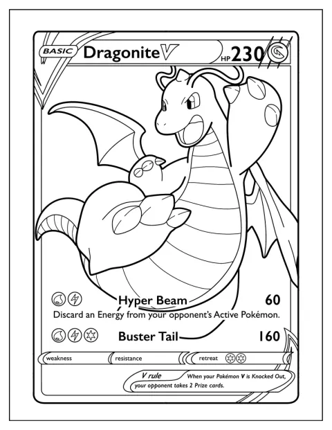 Dragonite skyter ut Hyper Beam på et Pokémon-samlingskort.