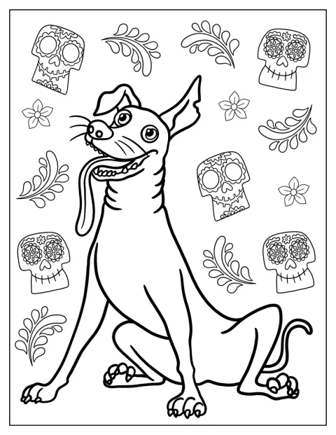 Coco Coloring Page of Dante With Tongue Out