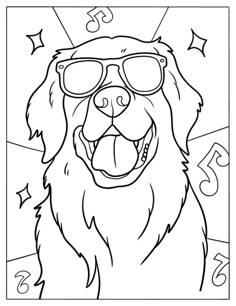 En golden retriever ser cool ud med solbriller på.