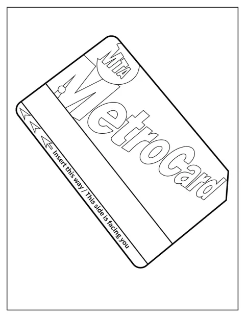 Una MetroCard di New York è raffigurata da sola, con il suo profilo rettangolare.