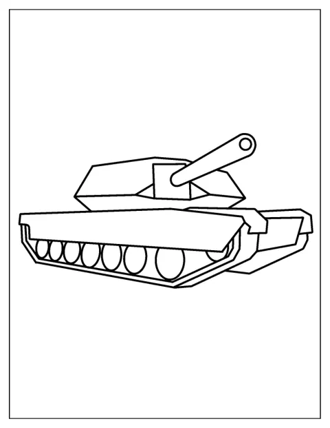 Un char militaire est dessiné avec des contours faciles à repérer.