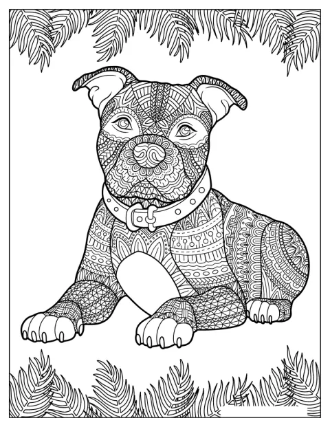 Intricate Pitbull Coloring Page Mandala