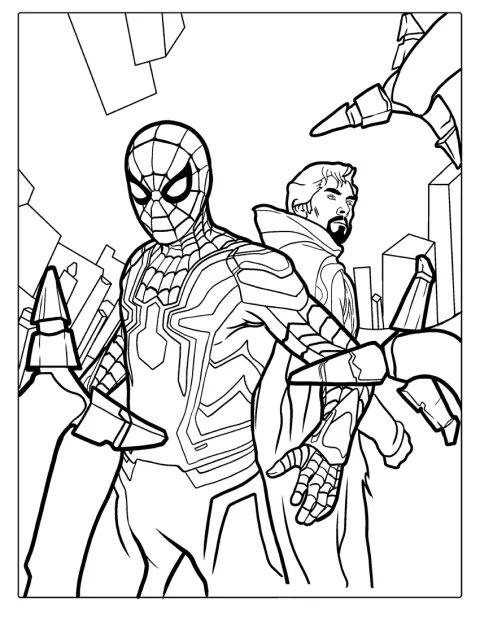 Spider-Man i Doktor Strange występują razem w scenie z komiksowego świata.