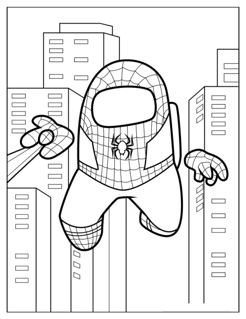 Spider-Man-hahmoinen miehistön jäsen ampuu verkkoa.