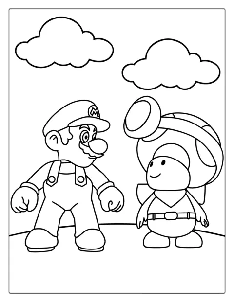 Mario stă alături de Toad.